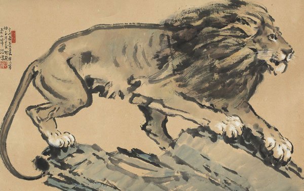 Xu Beihong guo hua painting lion