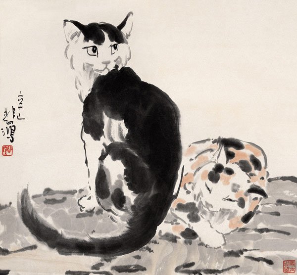 Xu Beihong guo hua painting cat