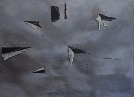 cut into canvas -paper landscape collages